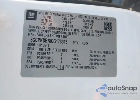 2012 Chevrolet Silverado 1500 Lt z USA, uszkodzony, nr VIN 3GCPKSE78CG173615